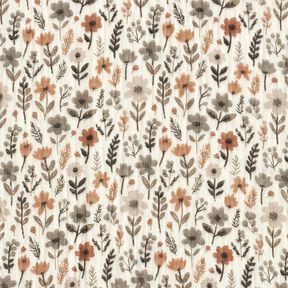 Musselin/ Doppel-Krinkel Gewebe Herbstblumen – wollweiss, 