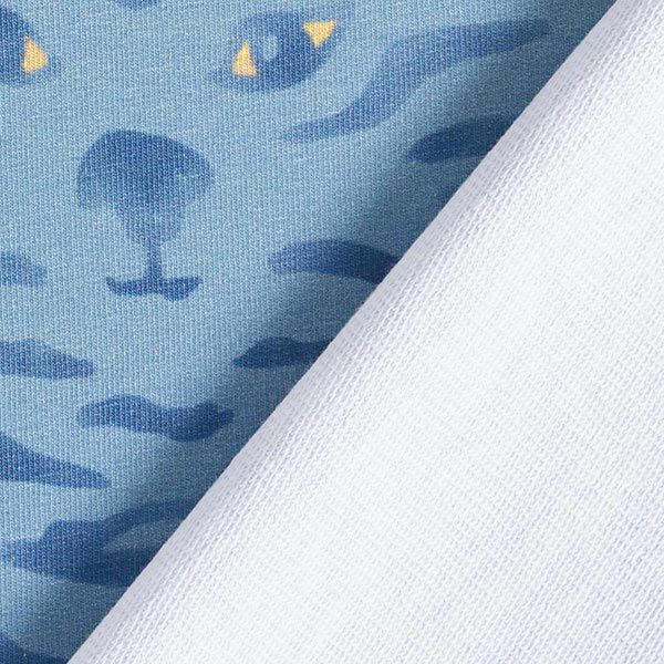 French Terry Sommersweat versteckter Tiger | PETIT CITRON – stahlblau | Reststück 100cm