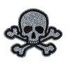 Applikation Totenkopf [ 5,5 x 6,5 cm ] – silber/schwarz,  thumbnail number 1