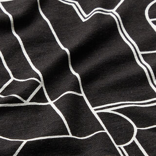 Viskosejersey geometrische Formen – schwarz/weiss | Reststück 70cm, 