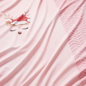 Baumwolljersey schlafendes Glitzer-Reh Panel | Glitzerpüppi – rosé/hellaltrosa, 