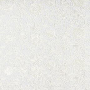 Spitzenstoff mit Pailletten und Bogenkante – weiss, 