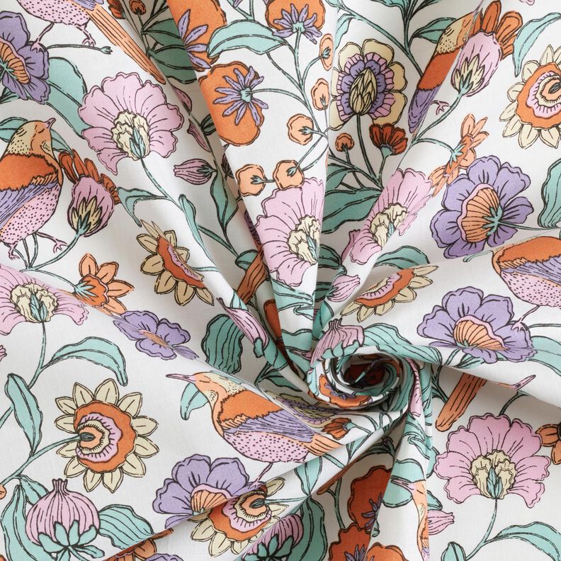 Beschichtete Baumwolle Blumenmeer – weiss,  image number 4