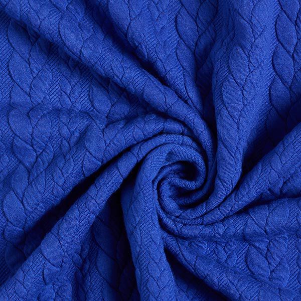 Jerseyjacquard Cloqué Zopfmuster – königsblau | Reststück 50cm