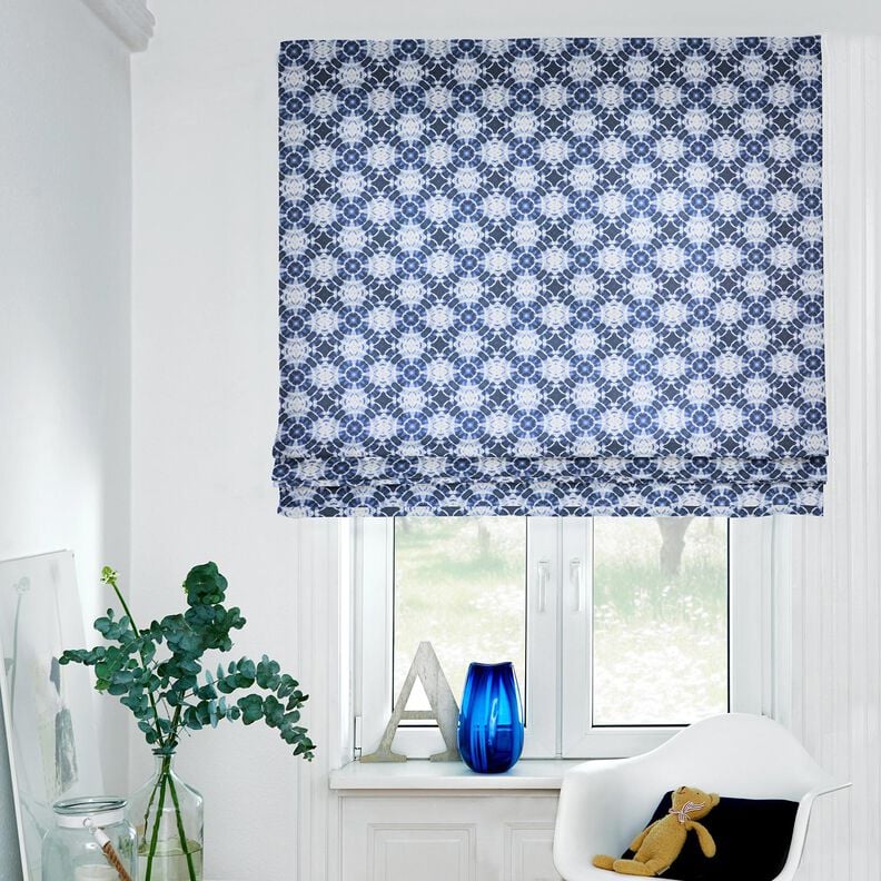 Dekostoff Canvas Batik-Kreise – indigo/weiss, image number 7