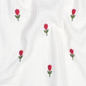 Musselin Tulpenstickerei &ndash; creme, 