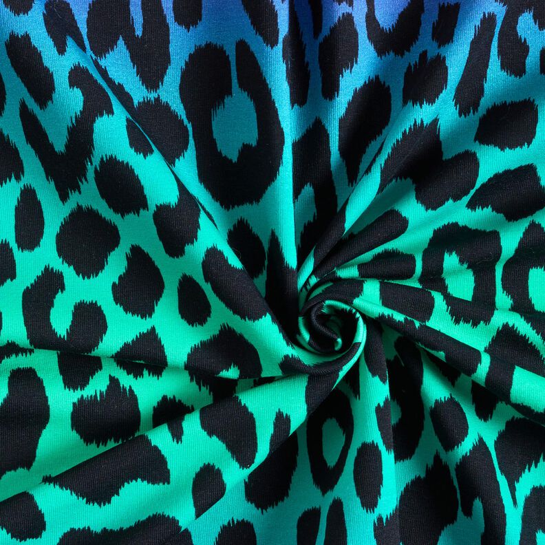 French Terry Sommersweat Farbverlauf Leopard Digitaldruck – blaulila/türkis,  image number 3