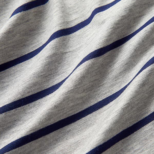 Viskosejersey Querstreifen – hellgrau/nachtblau | Reststück 50cm