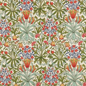 Dekostoff Gobelin florales Jugendstilmotiv – creme/hellgrün, 
