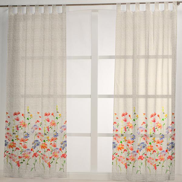 Gardinenstoff Voile Blumen 300 cm – natur | Reststück 50cm
