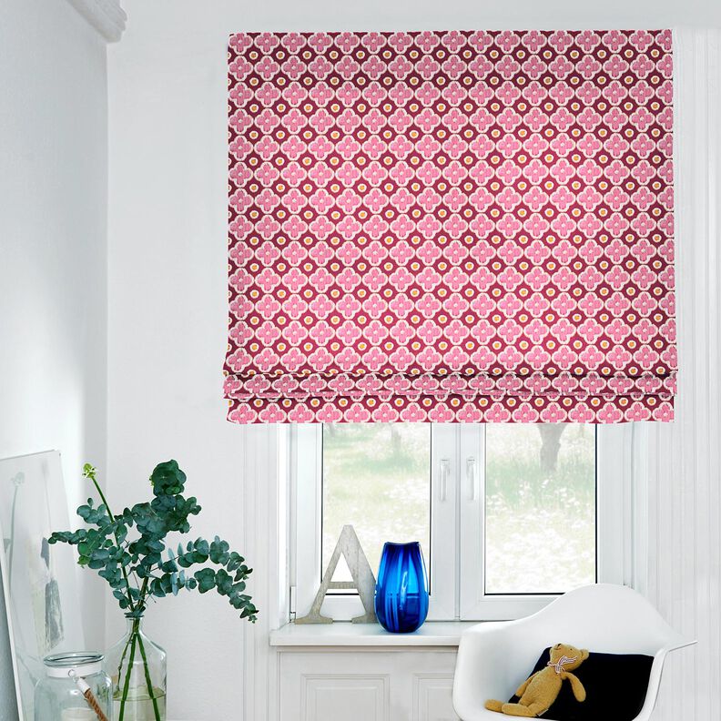 Dekostoff Canvas Stickerei-Look – bordeauxrot/pink,  image number 5