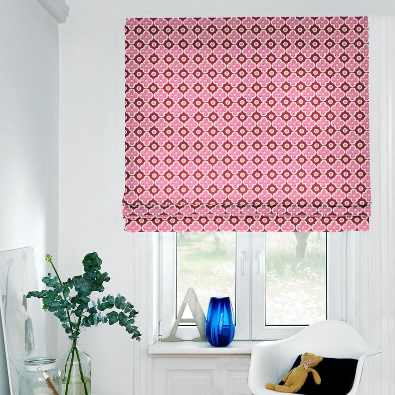 Dekostoff Canvas Stickerei-Look – bordeauxrot/pink, image number 5