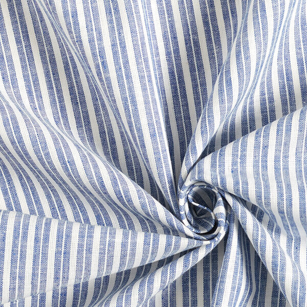 Leinen-Baumwoll-Mix Streifen breit – jeansblau/wollweiss, image number 3