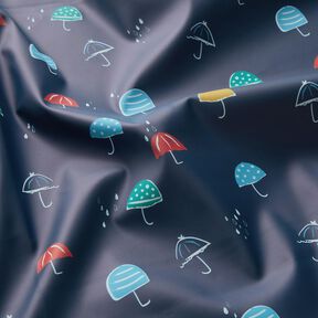 Regenjackenstoff bunte Regenschirme Digitaldruck – marineblau, 