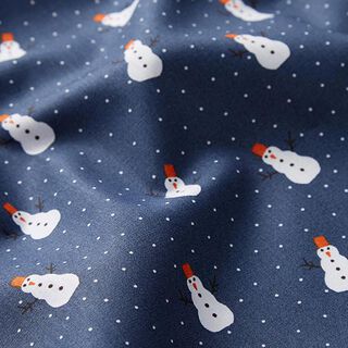 Baumwollstoff Cretonne kleine  ​Schneemänner – jeansblau, 