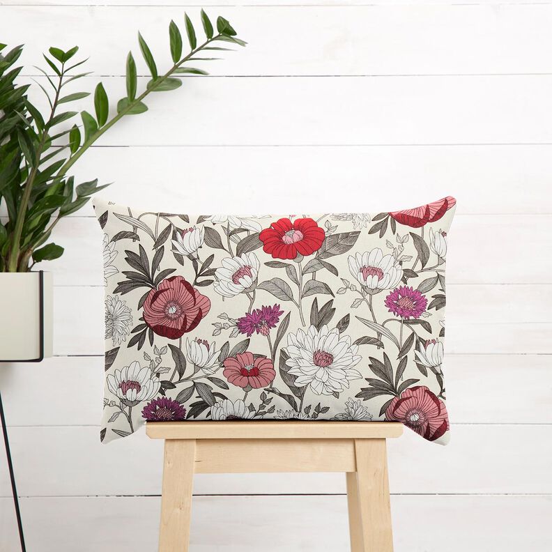 Baumwollstoff Cretonne farbenfrohe Blumen &ndash; traube/natur,  image number 5