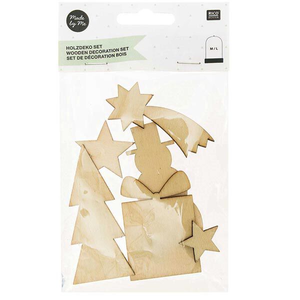 Holzdeko Weihnachten Set [ 3 x 1,8 cm / 2,5 x 4,2 cm ] | Rico Design – natur,  image number 2
