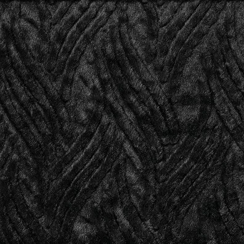 Kunstfell Wellenlinien – schwarz,  image number 1