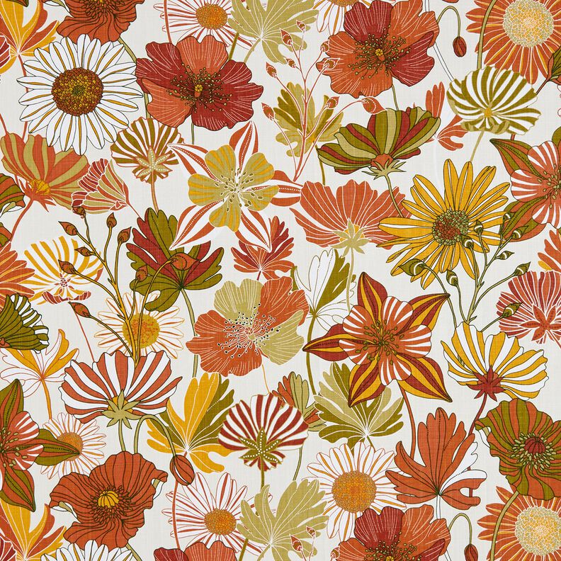 Dekostoff Panama farbenfrohe Blumen – creme/terracotta, image number 1