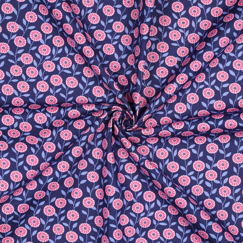 Baumwollpopeline Sommerblümchen | Poppy Fabrics – rosa/indigo,  image number 3