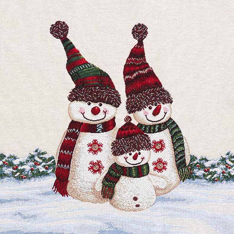 Dekopanel Gobelin Schneemann-Trio – hellbeige,  image number 1