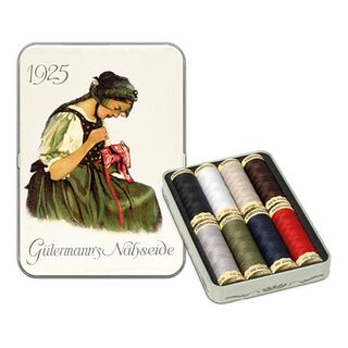 Nostalgiebox 1925 Nähfaden-Set Allesnäher [ 100m | 8 Stück | 13 x 9 x 2 cm ] | Gütermann creativ, 