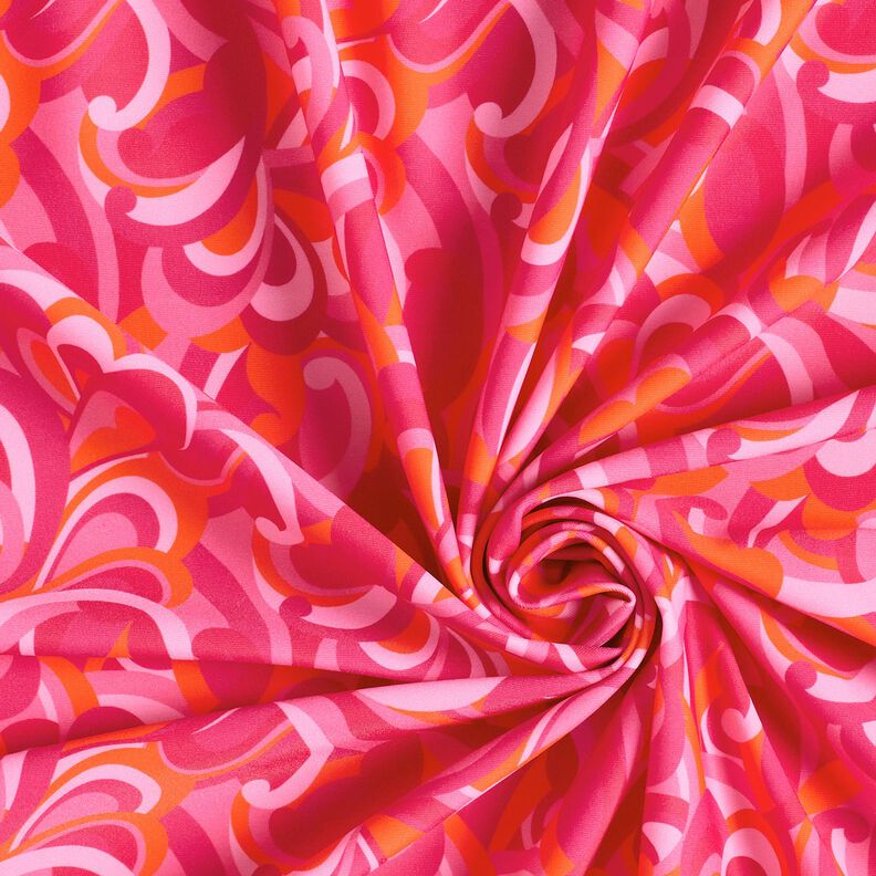 Badeanzugstoff abstrakte Schlingen – intensiv pink/orange | Reststück 90cm,  image number 3