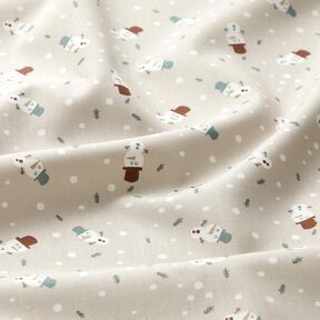Baumwollstoff Popeline süße Schneemänner – helltaupe, 