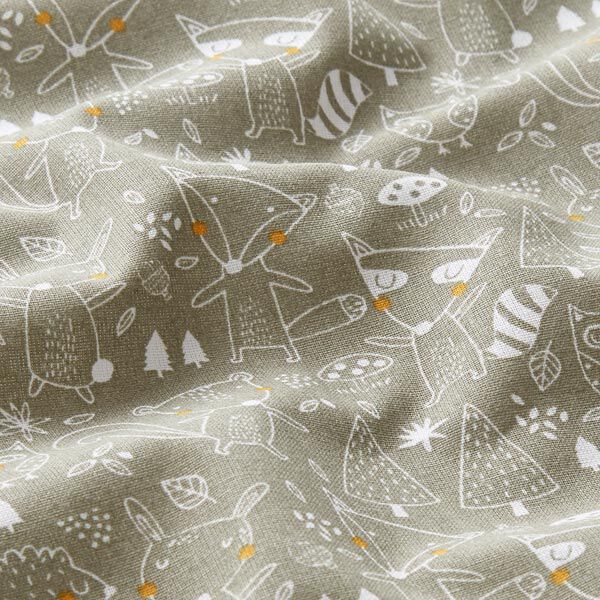 Baumwollstoff Cretonne Waldtiere – beige, image number 2