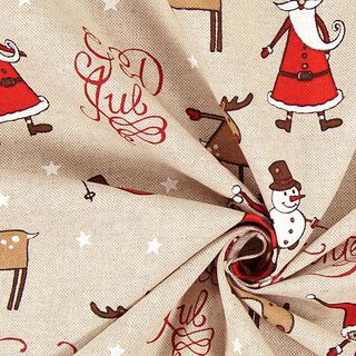 Dekostoff Halbpanama Weihnachtstrubel – natur, 