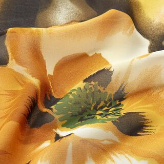Chiffon Aquarellblumen – weiss/currygelb, 