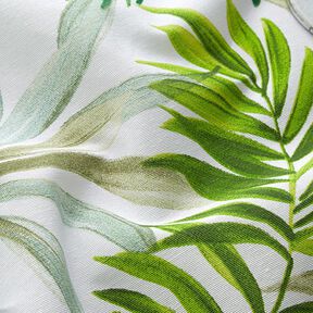 Dekostoff Canvas exotische Blätter – grün/weiss | Reststück 50cm, 