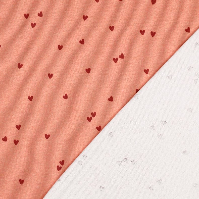 Rippenjersey verstreute Herzen | Poppy Fabrics – lachs/dunkelrot, image number 4