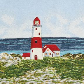 Dekopanel Gobelin Leuchtturm – hellblau/rot, 