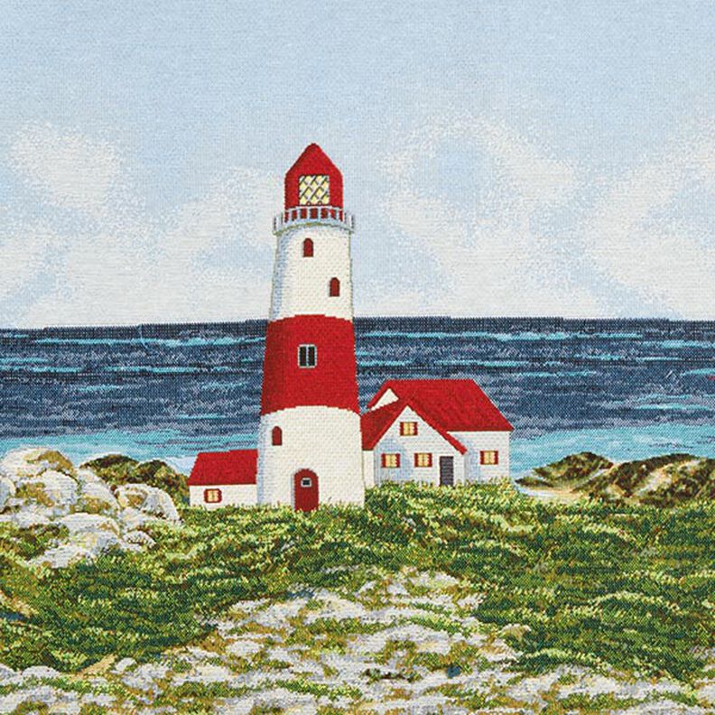 Dekopanel Gobelin Leuchtturm – hellblau/rot,  image number 1