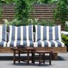 Outdoorstoff Canvas feine Streifen – wollweiss/blaugrau,  thumbnail number 6