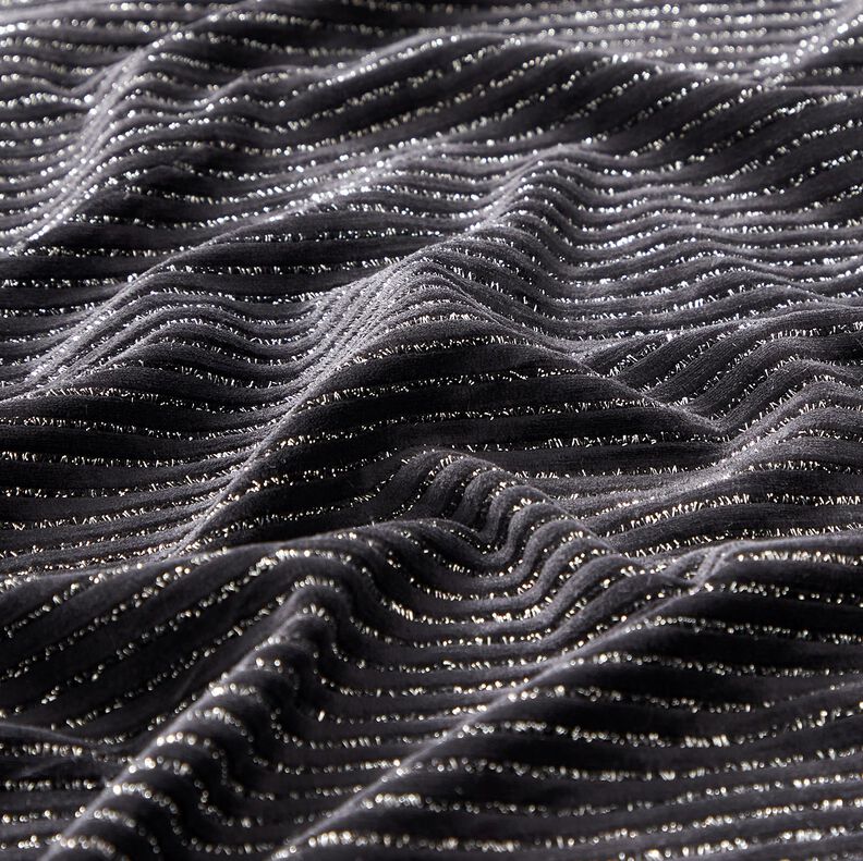 Nicki Stoff Glitzerstreifen – schwarz/silber metallic, image number 2