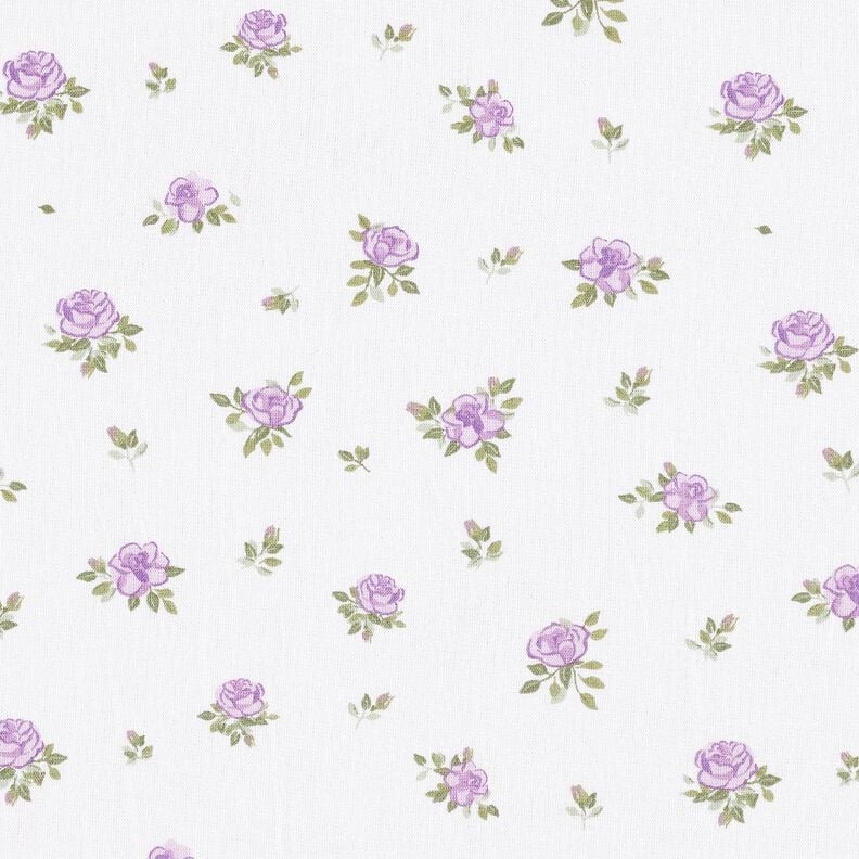 Baumwollpopeline zarte Rosen – lavendel/weiss, image number 1