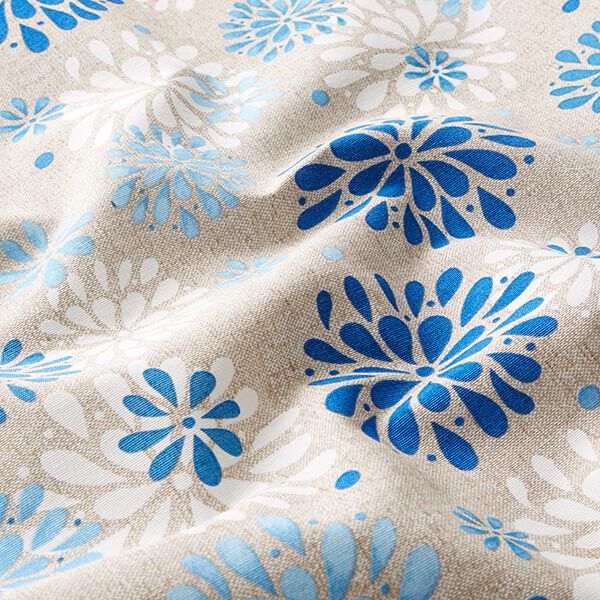 Dekostoff Canvas Blumen – blau/weiss, image number 2