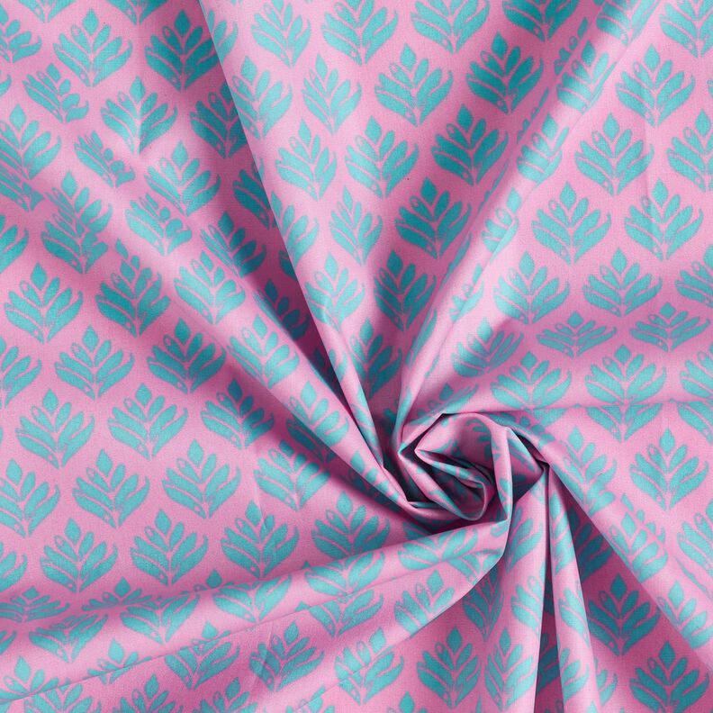 Beschichtete Baumwolle abstrakte Fächer – rosa/aquablau,  image number 3