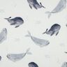 Waffelpiqué Wale Digitaldruck | Poppy Fabrics – elfenbein/blaugrau,  thumbnail number 1