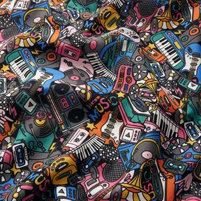 Dekostoff Halbpanama Musikinstrumente – schwarz/pink, 