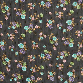 Crêpe Chiffon Blumen und Goldtropfen – schwarz/gold metallic, 