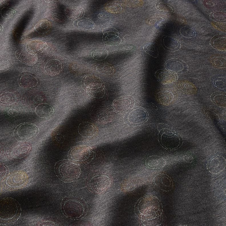 Viskosejersey bunte Kreise – steingrau, image number 2