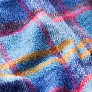 Mantelstoff bunte Karos – indigo/jeansblau, 
