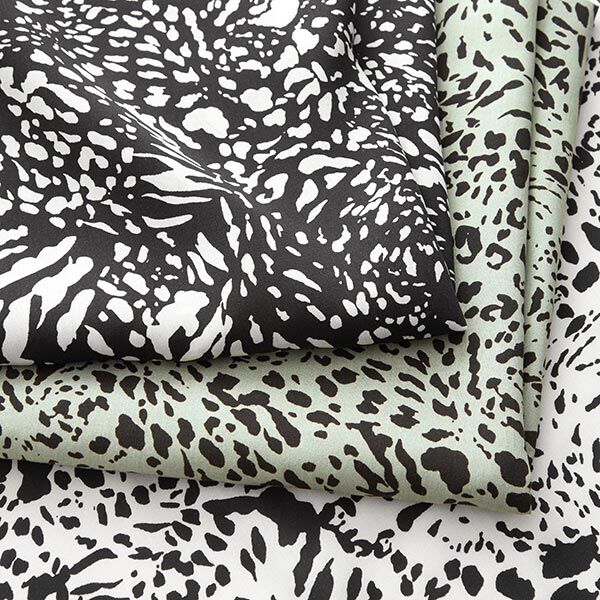 Viskosestoff Leopardenmuster – schwarz/weiss | Reststück 130cm