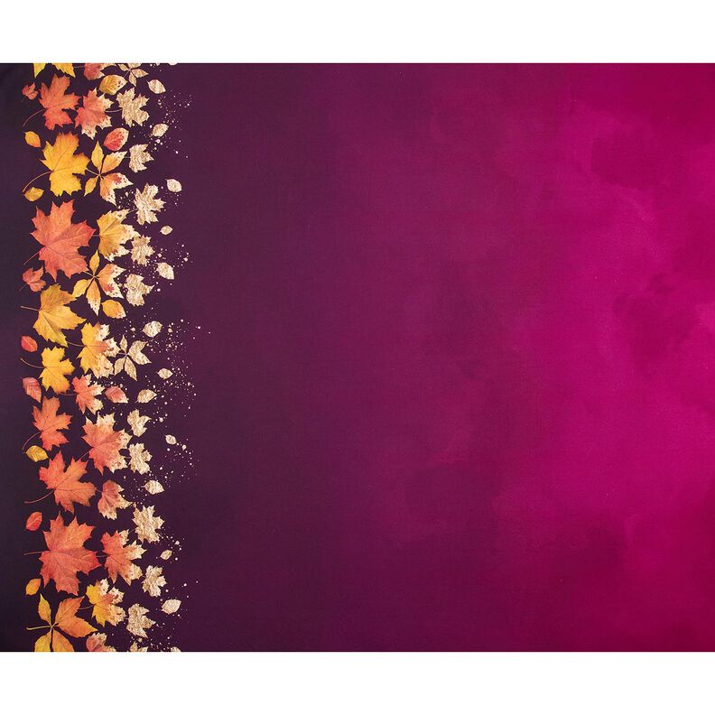 French Terry Bordürenstoff Ahornblätter | Glitzerpüppi – merlot/altgold,  image number 5