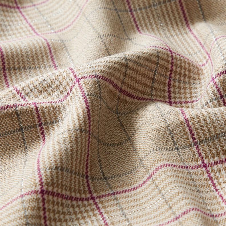 Viskose-Mix Glencheck mit Lurex – mandel/traube,  image number 2