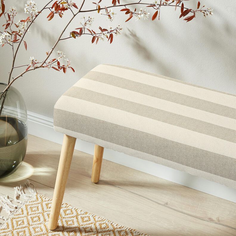 Dekostoff Panama breite Streifen &ndash; taupe/hellbeige,  image number 5