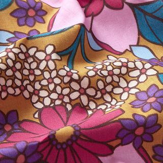 Baumwollstoff Cretonne Pop-Art Blumen – zimt/pink, 